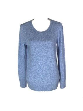 Loft Blue Crewneck Button Back Sweater Knit Pullover Women’s Small